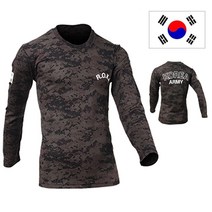 아미캠프 쿨론 로카 티셔츠 ROKA 검정 디지털 군인 긴팔 밀리터리 기능성 티