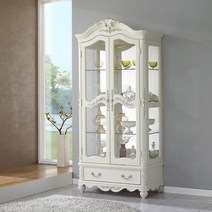 클로라 엔틱 화이트 원목 진열장 유리 장식장