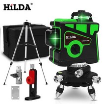 360도 레이저 레벨기 8라인 12라인 HILDA 레벨 12 라인 3D 셀프 레벨링 수평 및 수직 크로스 초강력 녹색 레벨, 중국, SET5