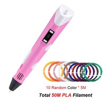 3D 펜 필라멘트 재료 DIY 3D 펜 3D 프린터 펜 드로잉 펜 ABS PLA 3D, 핑크-50M PLA