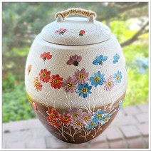 여주흙도예_분청 투톤 쌀독 항아리 20Kg 코스모스 항아리형