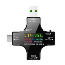 USB C 타입 PD 테스터 전류 전압 측정기 ac/DC 디지털 전류계 검출기 보조베터리 표시기, Black