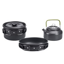 미니 캠핑 테이블 열 방패 가스 스토브 캠핑 스토브 접이식 테이블 SOTO ST-310/ST330/CB-JCB /TRB250 가스 버너, Black Cookware Set