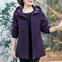 여자잠바 50대 60대 외투 엄마옷 봄 자켓 가 어머니의 재킷 중년 여성 캐주얼 후드 코트 패션 중간 길