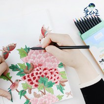 직장인 취미 우리 민화 컬러링북 수채화 컬러테라피 그리기