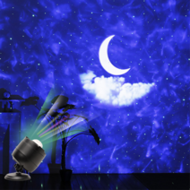 오로라 무드등 은하수 달 별 우주 수면등 조명 프로젝터, 블랙