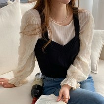 요블림 / 레이스뷔스티에 세트블라우스(뷔스티에+블라우스)