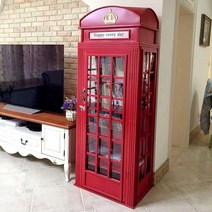 공중전화박스 장식장 책장 카페 레스토랑 바 장식소품, 투명 내구성 보드가 없는 도어가 있는 1.8m