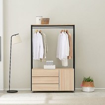 심플라인행거 미니 옷장 3단 서랍장 1200 1인가구 수납장 옷걸이xyz398, SPRg_멀바우