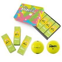 MONSTER 유광 무광 고반발 골프공 컬러볼 2PC/3PC (3구) 비거리전용 골프볼 스크린볼 골프용품, 몬스터 골프공(유광), 2PC, 옐로우(3구)