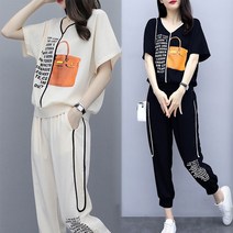 tagi 데일리 여자 루즈핏 반팔 티셔츠 슬랙스 상하세트 캐주얼 투피스