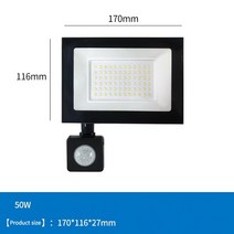확산판 LED 투광 조명 모션 야외 보안 프로젝터 마당 뒤뜰 집용 스팟, 2.50W - White-6000K