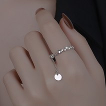 서지컬 체인 반지 스틸 빈티지 남녀공용 술 조절 실버 컬러 비드 펜던트 로맨틱 서클 여성 소녀 손가락 쥬얼리