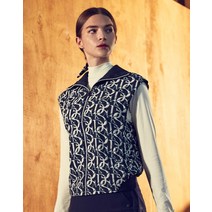 22FW [PREMIUM] 네이비 로고패턴 프린트 집업 베스트 DNJU2C603N2
