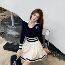 여자 골프 웨어 골프복 골프 카라 티셔츠 스커트 세트