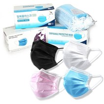 ASIAFOOD 멜트브로운 3중 필터 일회용 부직포 마스크 흰색, 1개, 50개