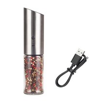 후추그라인더 소금과 후추 분쇄기 usb 충전 자동 중력 유도 밀, 은