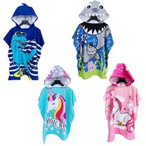 [시즈올] 유아동 남아 여아 키즈 비치타올 후드비치가운 샤워 목욕 물놀이 수영 주니어, 블루유니콘, 1개