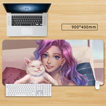 마우스 장패드 롤 리그 오브 레전드 KDA아리 큐티 캐릭터 게임 대형 마우스패드 게이밍 패드 피시 게임 굿즈, 80*30cm, 색상-11