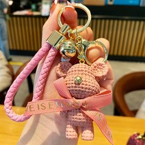 곰돌이열쇠고리 인형키링 자동차키링 귀여운 수지 키 체인 매력 넥타이 곰 펜던트 여성 가방 자동차 열쇠, 17 KY009-17