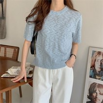 여자 보카시 부클 크롭 클래식 티셔츠