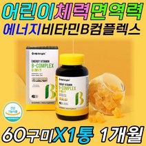 프리미엄 츄어블 종합 비타민B군 꾸미 어린이 영양제 아기 애기 소아 키즈 아동 영양 간식 밸런스 맞춤 보충제 보조제 면역력높이는 면역력올리는 건강 기능 식품 입학 준비 필수 추천, 1통, 60구미