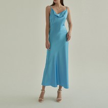 슬림 실키 실크 롱 나시 원피스 블랙 블루 핫핑크