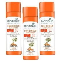 바이오티크 Biotique 샌들우드향 50+ 자외선 차단 울트라 수딩 페이스 크림 120ml x 3개