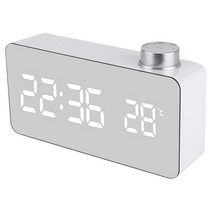 디지털 알람 시계 USB 배터리 전기 LED 시계 12 / 24 시간 미러 시계 침실 침실 침대에 대 한 스누즈, 하나, 실버 & 화이트 워드