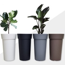 유니크 대형 플라스틱 화분 롱화분 원형 1-4번, 검정색