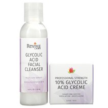 Reviva Labs 글라이콜릭 듀오 글리콜산 10% 크림 글리콜산 페이셜 클렌저 2개 번들 1팩