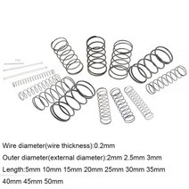 토션 인장 코일 금형 스프링 20pcs 0.22 2.5 35-50mm 스프링 스틸 소형 압축 해제 기계식 리턴 스프링 압력 스프링 od 2mm 2.5mm 3mm, 0.2mm, 5mm, 5mm