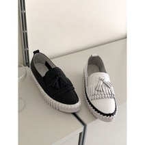 런슈즈 착화감좋은 여성 천연소가죽 태슬 프린즈 쿠션 슬립온