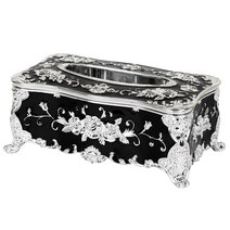 북유럽 엔틱 티슈 케이스 인테리어소품 집들이 선물, 블랙 실버, 1개