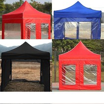 대형사이즈 천막 바람막이 4면세트 투명형 [끈타입] 그늘막 가림막 2m 3m 2.5m 3.75m 4.5m, 3mx2m(투명4면세트)_레드