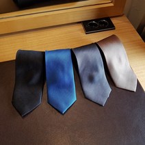 고급 실크 100프로 소재 비즈니스 연회 웨딩 명품 솔리드 정장 넥타이 4 Color