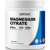 뉴트리코스트 마그네슘 시트레이트 무맛 250g 1개 1서빙 210mg 170회분 Magnesium Citrate Powder [250 GMS] [Unflavored]