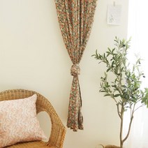 [천삼백케이] [바이지미] 작은창가리개커튼-촤르르 핏 민트플라워(가로130cm x 세로180cm)
