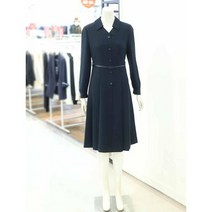 아날도바시니 여성 브이넥카라 벨티드 핀턱 원피스 AW09OP22M