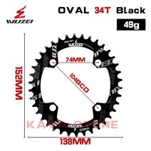 자전거 부품 스프라켓 WUZEI 104BCD 자전거 스프로킷 32/34T/36/38T 라운드/타원형 좁은 와이드 체인 링 7075 블랙/레드 체인 휠 MTB 자전거 크랭크 셋 플레이트, 02 Oval Black 34T