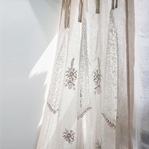 꼬떼따블 랑뜨 낭트 린넨 자수 커튼 프렌치 수입커튼 라이트그레이