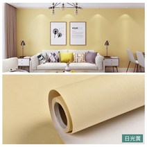 웨인스코팅 몰딩 무광택 단색 벽지 가구 캐비닛 리모델링 스티커 침실 비닐 필름 DIY 자체, Daylight yellow+60 x 300 cm