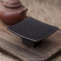 다기장 세댁 옛날 레트로 미니 찬장 그릇장 거친 세라믹 타일 디스크 초밥 접시 개성 높은 발 늦은 밤 식탁 가정용 주방 5 인치 식기, black