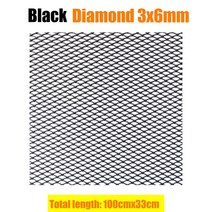 100x33cm 알루미늄 레이싱 자동차 범퍼 그릴 메쉬 네트 벤트 블랙 실버 레드 블루 튜닝 유니버설, 01 Black Diamond 3x6mm