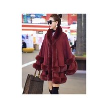 모자 포함 투원 모피 판초 숄 큰 진자 더브테일 가디건 여성용 따뜻한 두꺼운 겨울 6 가지 색상