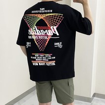 데일트 남자 오버핏 프린팅 반팔 티셔츠