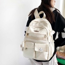 중학생 초등고학년 가방 책가방 학생 포켓달린 백팩 아이보리