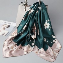 럭셔리 프린트 실크 스퀘어 스카프 봄 여성 넥타이 목도리 랩 90cm 머리 손 손목 장식 히잡 반다나