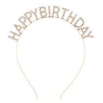 두봄 큐빅 해피벌스데이 생일 머리띠 파티 용품 파티머리띠, 골드