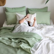 자연을 담은 바람 솔솔 뱀부 시어서커 2겹 여름이불 S/SS Q, Q 세트, 내츄럴화이트